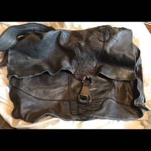 Unique, grey leather messenger bag by (h(om)e)